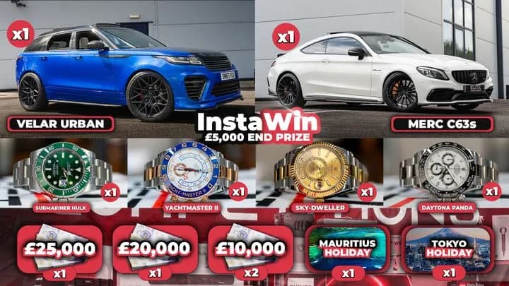 £350,000 Prize Pot (1,000x InstaWins + £5,000 End Prize)